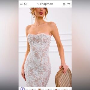 V. Chapman The Montague Dress in White Chantilly Lace